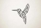 Line Art - Vogel Kolibrie - S - 53x45cm - Zwart - geometrische wanddecoratie