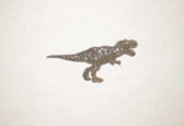 Line Art - Dinosaurus T-Rex - XS - 14x30cm - Eiken - geometrische wanddecoratie