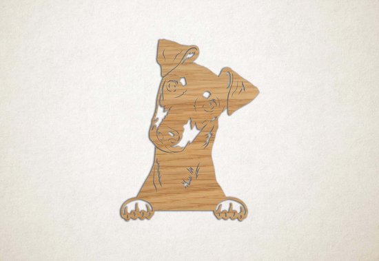 Wanddecoratie - Hond - Manchester Terrier 3 - S - 58x45cm - Eiken - muurdecoratie - Line Art