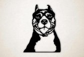 Wanddecoratie - Hond - Pitbull - S - 59x45cm - Zwart - muurdecoratie - Line Art