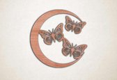 Wanddecoratie - Maan met vlinders - XS - 25x25cm - Multiplex - muurdecoratie - Line Art