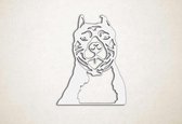 Wanddecoratie - Hond - Pitbull - S - 59x45cm - Wit - muurdecoratie - Line Art