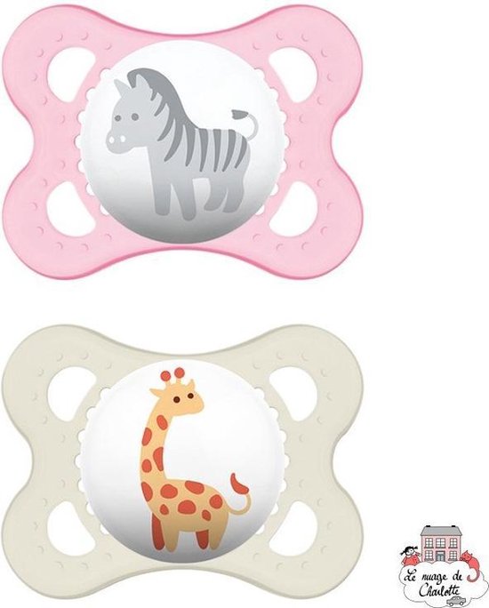 MAM ORIGINAL 0+ Giraf/ Zebra - PACK 2 PACIFIERS | bol