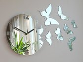 BELANIAN - Muur Klok MIRROR BUTTERFLY - 3D grote wandklok cadeau wanddecor Unieke wandklokken