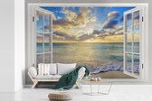 Behang - Fotobehang Doorkijk - Water - Zee - Breedte 330 cm x hoogte 220 cm