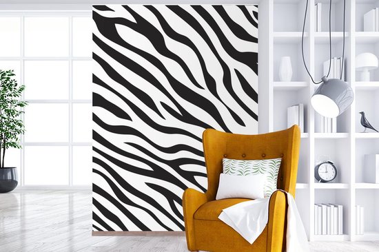 Papier peint - Papiers Papier peint photo Motifs - Zebra - Zwart - Wit - Largeur 190 cm x Hauteur 260 cm