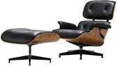 Medina Eames Lounge Fauteuil - Relaxstoel met voetenbank - Italiaans Leer