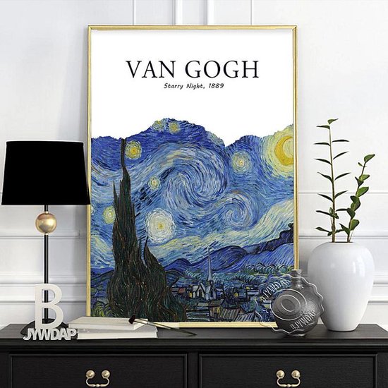 Allernieuwste Canvas Schilderij Vincent Van Gogh Tentoonstelling Sterrennacht Starry Night - postimpressionisme, expressionisme - Kleur - 50 x 70 cm