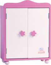 kledingkast voor babypop 32 x 24 cm hout roze