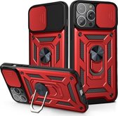 Sliding Camera Cover Design TPU + pc-beschermhoes voor iPhone 13 Pro Max (rood)