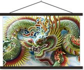 Décoration de dragons colorés dans un temple chinois affiche textielposter lattes noires 150x100 cm - Tirage photo sur plaque scolaire (décoration murale salon / chambre)