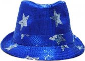 hoed met sterren pailletten blauw unisex
