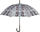 paraplu Slang dames 102 cm microvezel blauw