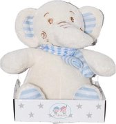 knuffelolifant junior 10 x 16 cm pluche wit/blauw