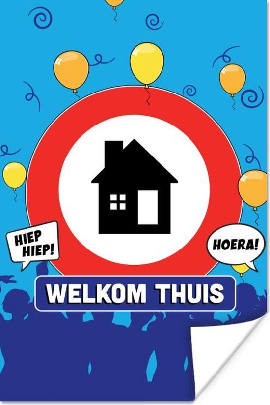 Affiche Welcome Home - Ballons - Maison - 120x180 cm XXL