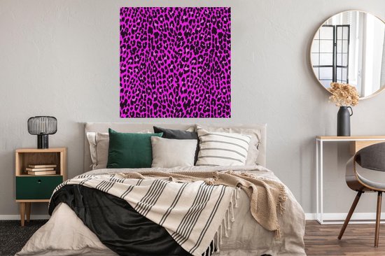 Poster Imprimé Léopard - Motif - Rose - 100x100 cm XXL