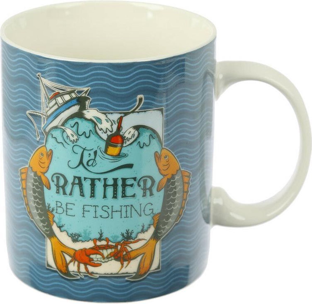 Beker I'd Rather be Fishing - Bone China - Marine