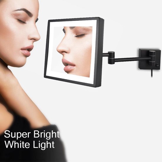 SaniDreams Thorin - Make-up spiegel-vierkant-zwart-3x vergroot