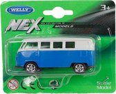 schaalmodel Volkswagen T1 6,5 cm alu 1:60 blauw/wit