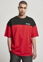 Urban Classics Heren Tshirt -5XL- Oversized Color Block Logo Rood/Zwart