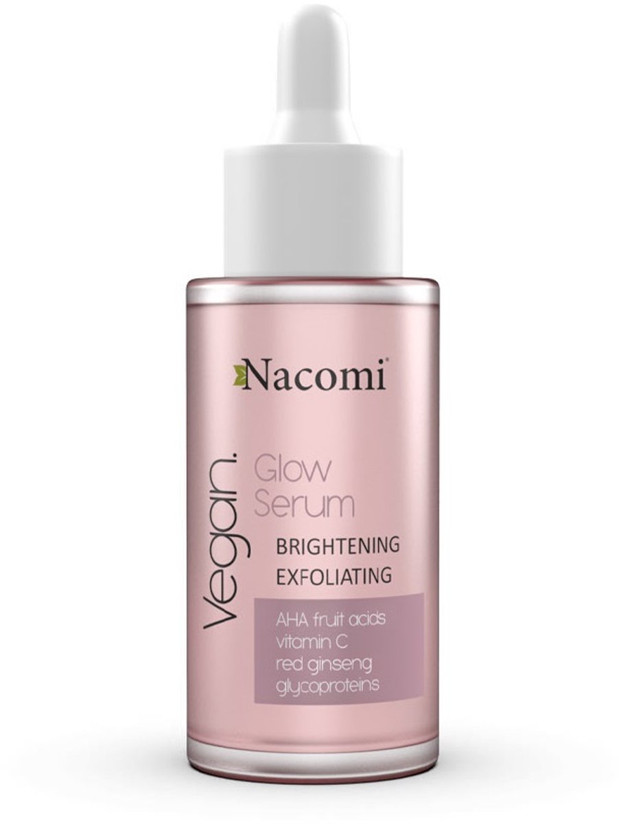 Nacomi Glow Serum Brightening And Exfoliating Serum with AHA fruit acids and red ginseng 30ml.