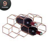 Wijnrek Hexagon 9 Flessen | Flessenrek | Wijn Accessoires | Wijnkast | Wijnrek Metaal | Wijnrekken | Wijnfleshouder | Wijnhouder | Rosé Goud