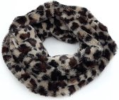 Colsjaal warme dames sjaal wintersjaal ronde sjaal panterprint dierenprint beige/zwart