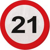 servetten verkeersbord 21 jaar 33 cm rood/wit 20 stuks