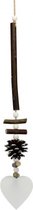 hangdecoratie hart 45 x 6 cm hout/steen bruin/wit