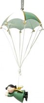 hangfiguur parachute met engel 66 cm hout groen/wit