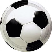 feestborden voetbal 23 cm 8 stuks wit/zwart