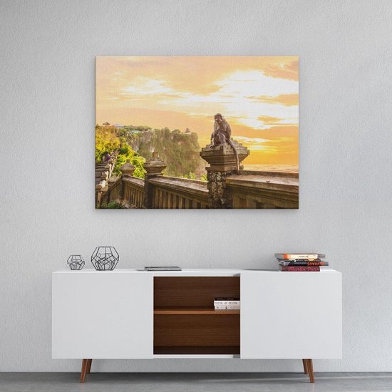 Artaza Peinture sur toile Singe au temple Uluwatu à Bali – 80 x 60 – Photo sur toile – Impression sur toile