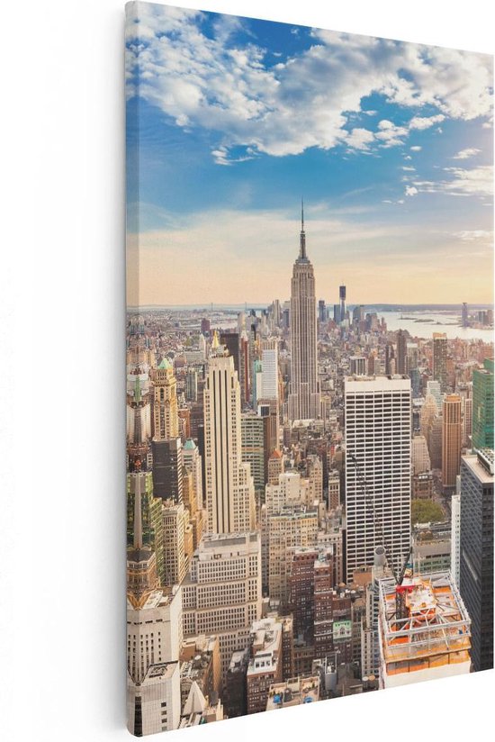 Artaza Canvas Schilderij New York Manhattan Tijdens Zonsondergang - 20x30 - Klein - Foto Op Canvas - Canvas Print