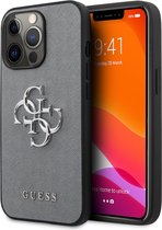 Guess Apple iPhone 13 Pro Telefoonhoesje van Saffiano PU - Beschermend, Kleur: Grijs, Back Cover