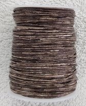 *** Leren Vintage Bruin/Grijs rond Koord 1 mm 5 meter. Echt leer - sieraden maken - leer - draad - lederen - knutselen ***