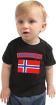 Norway baby shirt met vlag zwart jongens en meisjes - Kraamcadeau - Babykleding - Noorwegen landen t-shirt 80 (7-12 maanden)