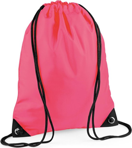 10x stuks nylon sport/zwemmen gymtas/ gymtasje met rijgkoord 45 x 34 cm - fluoriserend roze - Kinder tasjes
