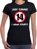 Just turned 14 I mean 40 cadeau t-shirt zwart voor dames - 40 jaar verjaardag kado shirt / outfit S
