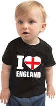 I love England baby shirt zwart jongens en meisjes - Kraamcadeau - Babykleding - Engeland landen t-shirt 68 (3-6 maanden)