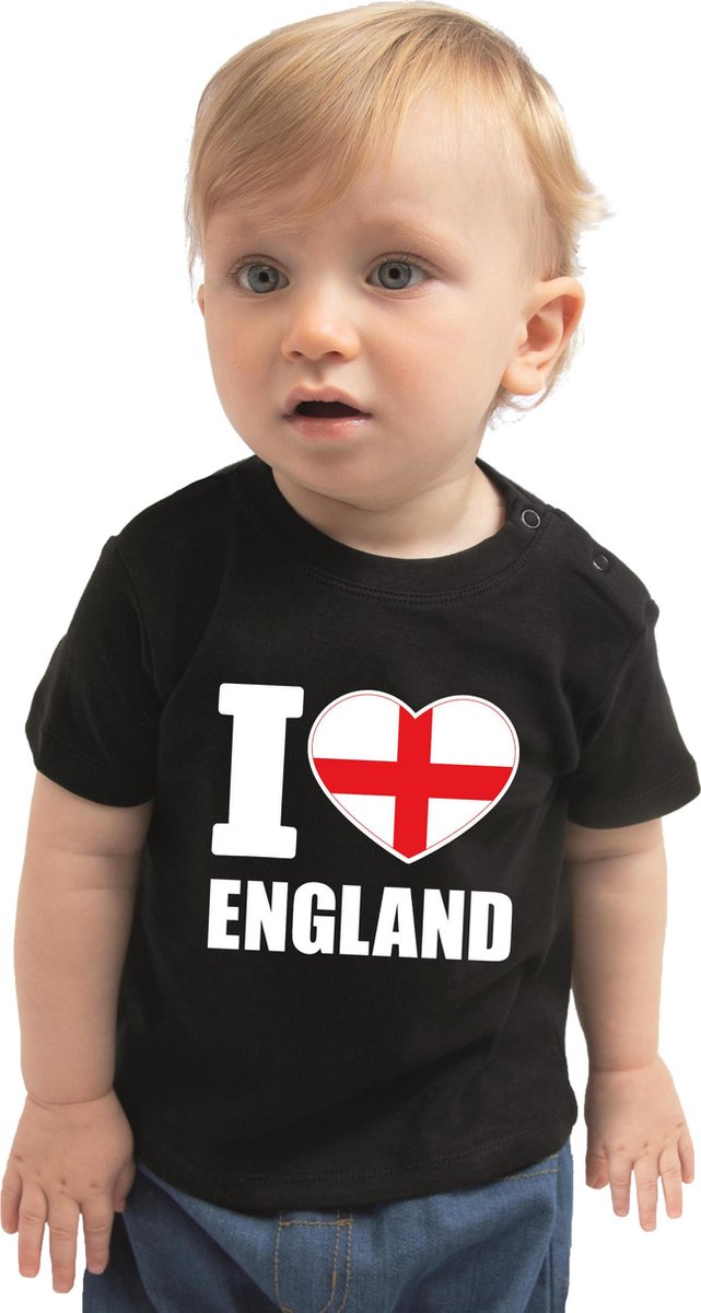 I love England baby shirt zwart jongens en meisjes - Kraamcadeau - Babykleding - Engeland landen t-shirt 68