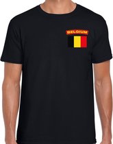 Belgium t-shirt met vlag zwart op borst voor heren - Belgie landen shirt - supporter kleding XXL