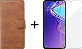 Samsung A10 Hoesje - Samsung Galaxy A10 hoesje bookcase bruin wallet case portemonnee hoes cover hoesjes - 1x Samsung A10 screenprotector