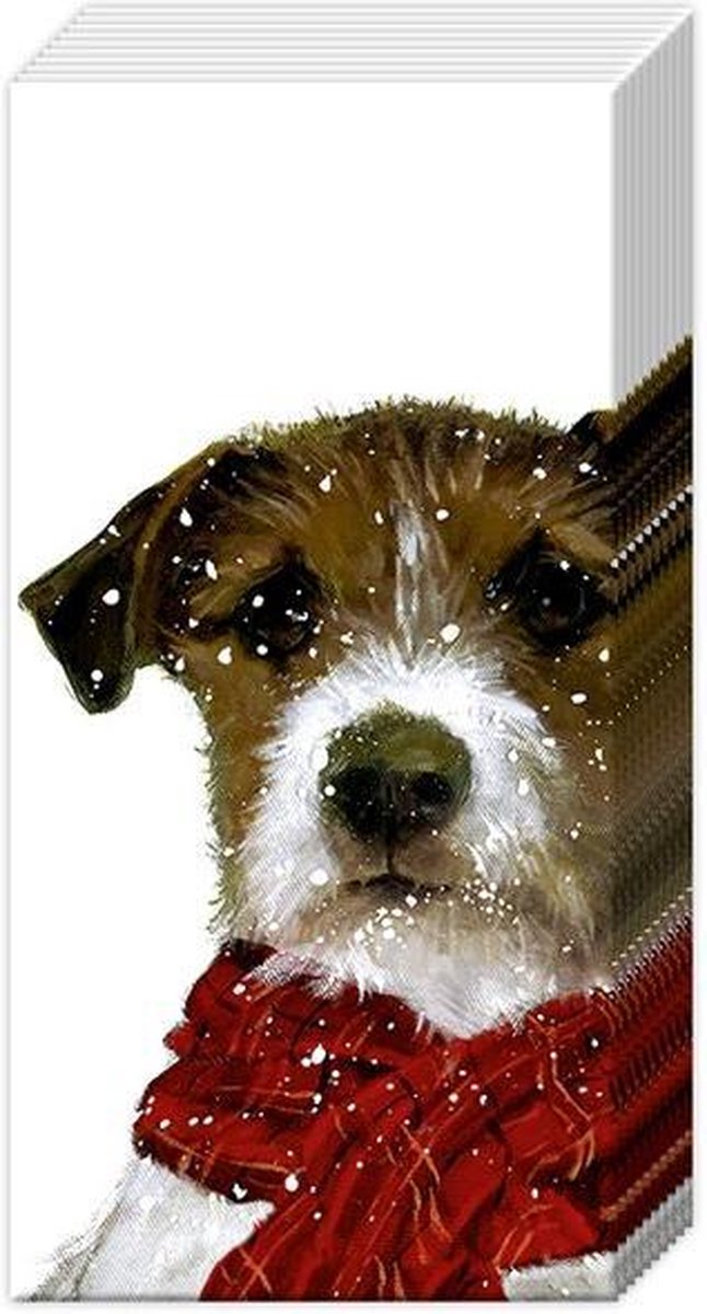IHR - Zakdoeken - Archie - 1 pakje=10 zakdoeken - Hond - Winter - Tafeldecoratie - Decoupage - Cadeautje - Feestje - Geschenkenlaantje