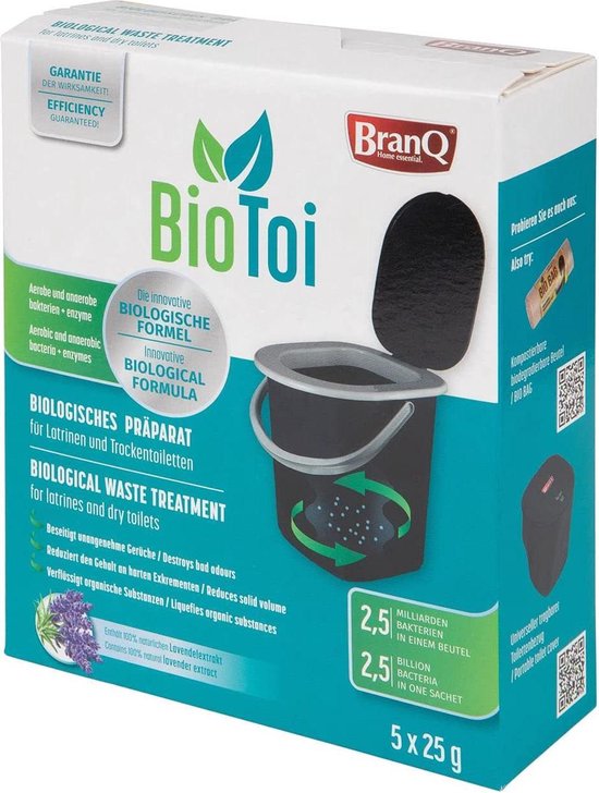 Branq BioToi - Biologisch Preparaat voor Toiletemmer - 5 x 25g