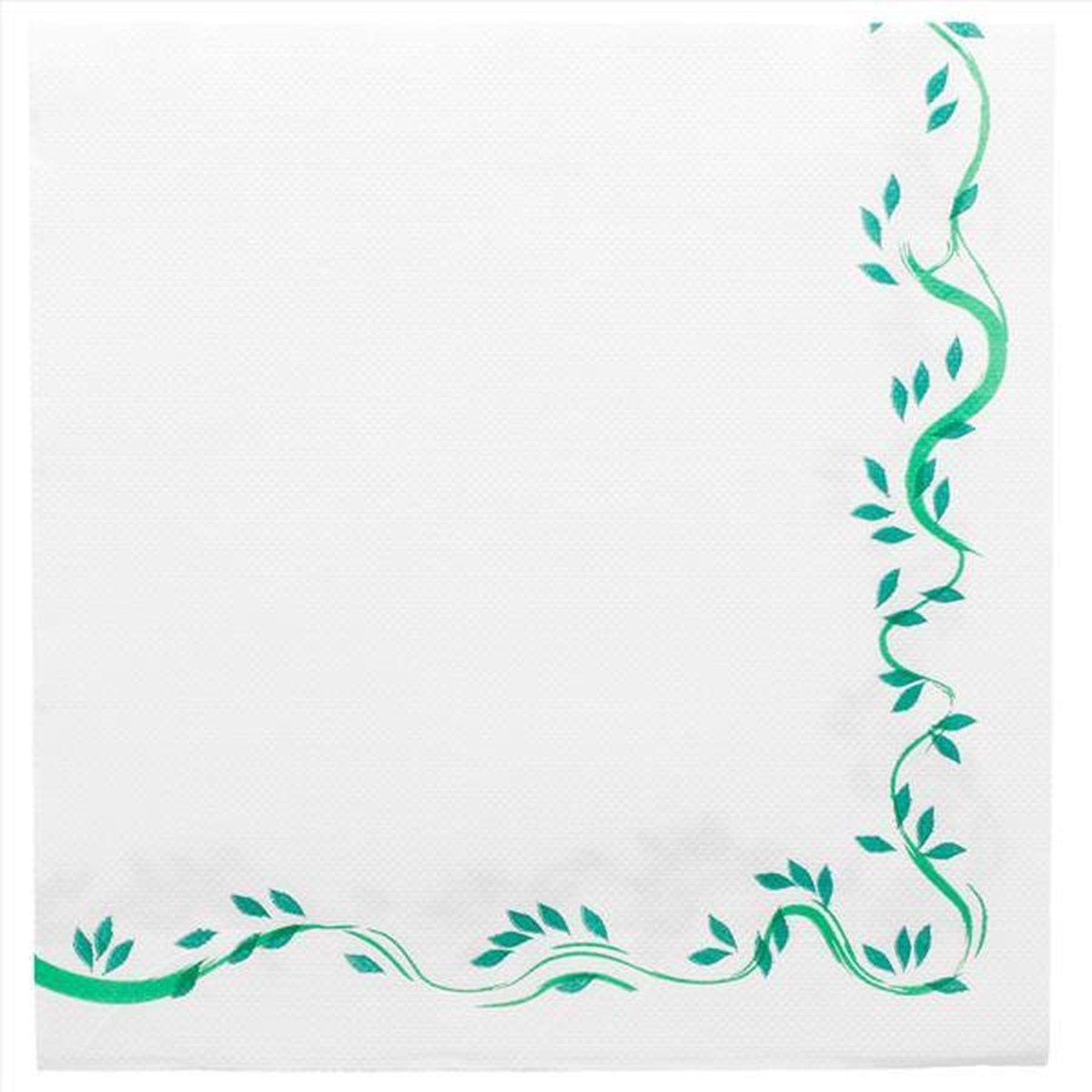 2 x 50 Servetten 33x33cm "Double Point" Wit, motief Floralia (2 paketten)
