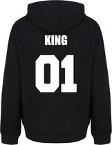 KING & QUEEN TEAM couple hoodies zwart (KING - maat M) | Matching hoodies | Koppel hoodies