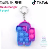 Fidget Toy – Pop It - Among Us –Sleutelhanger – Blauw Roze