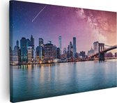 Artaza Canvas Schilderij New York Skyline Met Een Kleurrijke Hemel - 120x80 - Groot - Foto Op Canvas - Canvas Print