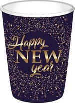 feestbekers Happy New Year 250 ml blauw 8 stuks