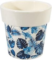 bloempot Melisa 0,89 liter 12 x 12 cm wit/blauw